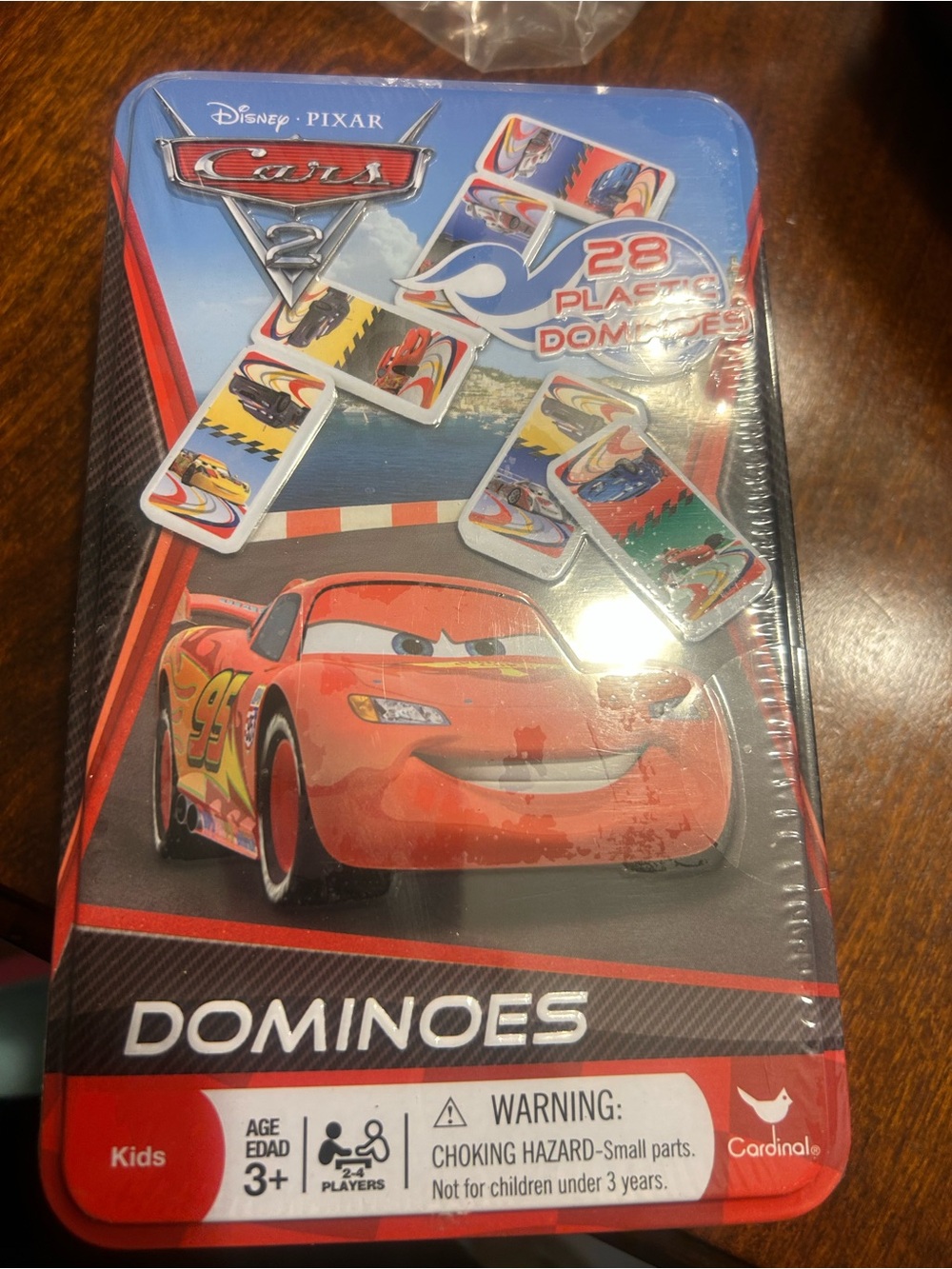Disney Cars Lightning McQueen Red Dominoes Tin Set